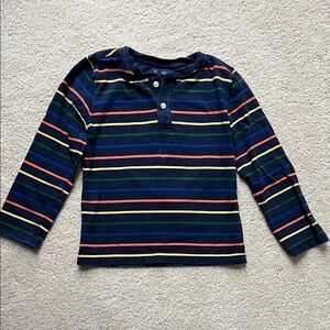 Janie and Jack Multicolor Striped Long Sleeve Henley Tee